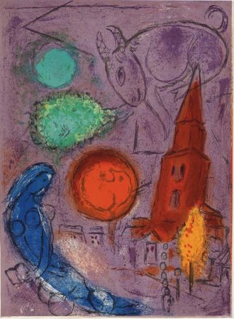 Litografia Chagall - Saint-Germain-des-Prés, 1954 - Very scarce!