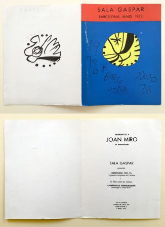 Offset Miró - SALA GASPAR BArcelone 1973. Carton pour un hommage à Miro