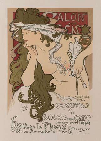 Litografia Mucha - Salon des Cent / XXme Exposition