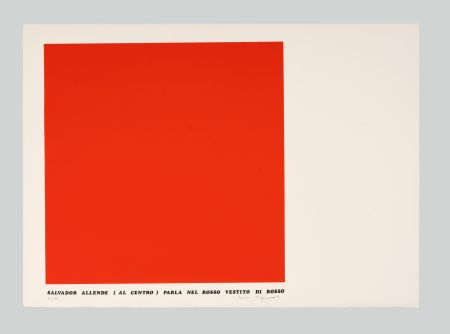 Serigrafia Isgro - Salvador Allende (al centro) parla nel rosso vestito di rosso