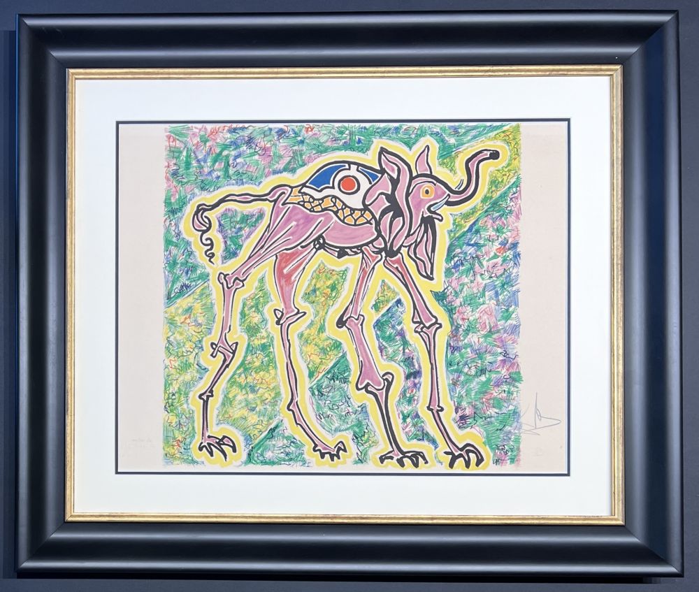 Litografia Dali - Salvador Dalì (1904-1989) - Elefante-cicogna (Elephant-stork) - Coloured lithograph on Arches paper
