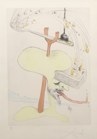 Incisione Dali - Salvador Dalí (1904-1989) – Quevedos Visiones – Drypoint etching with stencil on Arches paper – 1975