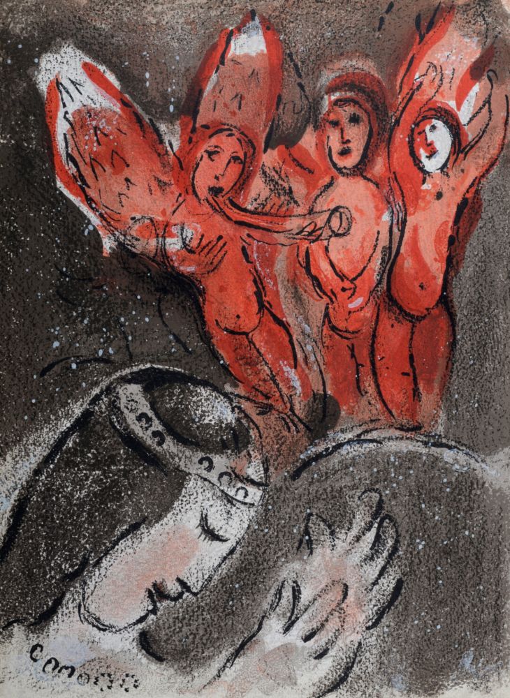 Litografia Chagall - Sara et les Anges, 1960