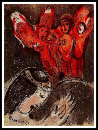 Litografia Chagall - Sara y los ángeles