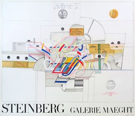 Litografia Steinberg - Saul Steinberg, Ticket via Airmail, Affiche en Lithographie, 1970