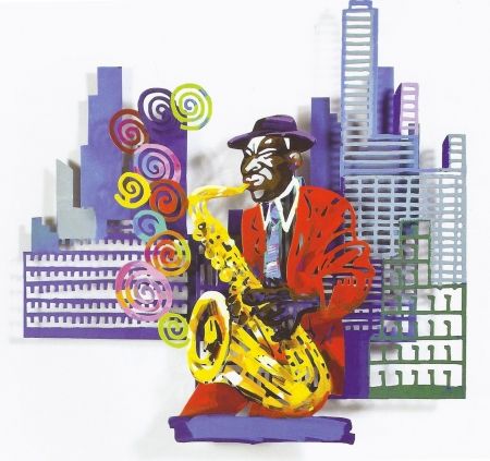Serigrafia Gerstein - Saxophone Player, from Jazz and the City Series