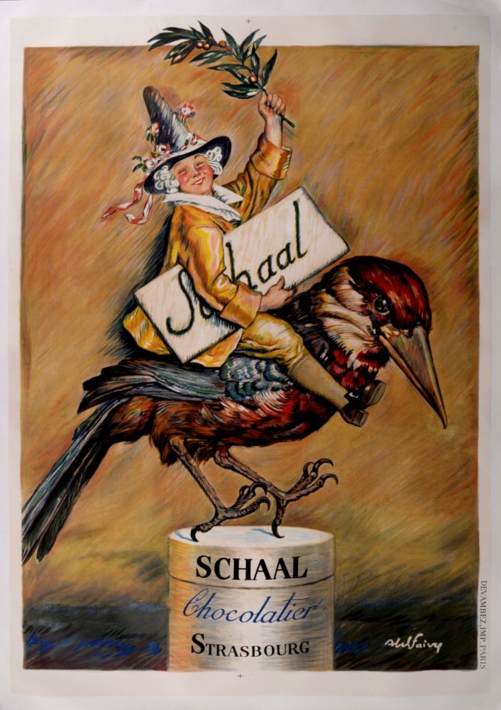 Litografia Faivre - Schaal, Chocolatier, 1920 - Large lithograph poster!