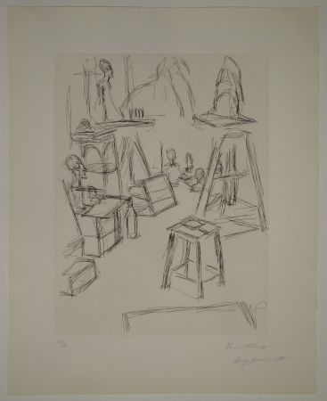 Acquaforte Giacometti - Sculptures dans l'atelier VI / Les Sculptures (Sculptures). 