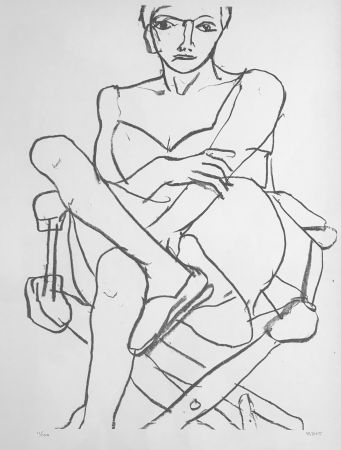 Litografia Diebenkorn - Seating woman in Chemise