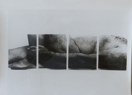 Fotografie Coplans - Selfportrait lying figure, holding leg, four panels
