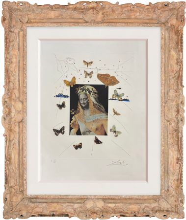 Incisione Dali - Selfportrait Surrealist with butterflies