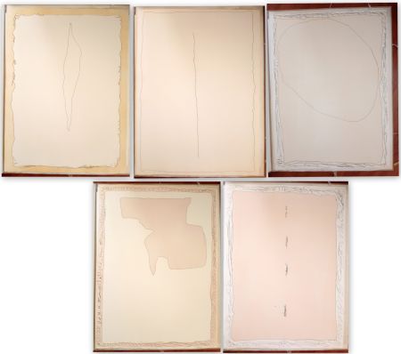 Incisione Fontana - Serie Rosa the complete set of five etchings with aquatint in colours, one with incisions