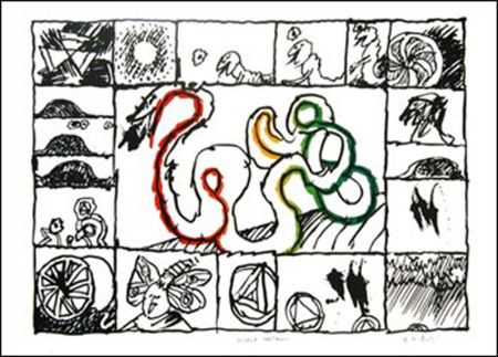 Litografia Alechinsky - Serpent restauré 