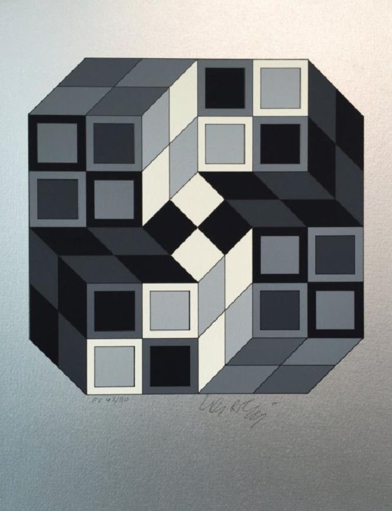 Serigrafia Vasarely - Silver Composition