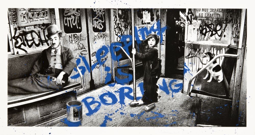 Serigrafia Mr Brainwash - Sleeping is boring - Blue