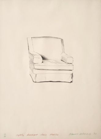 Litografia Hockney - Slightly damaged chair, Malibu