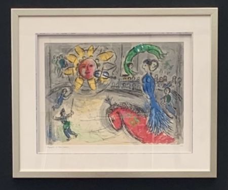 Litografia Chagall - Soleil au cheval rouge