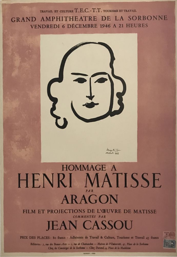 Litografia Matisse - Sorbonne - Aragon