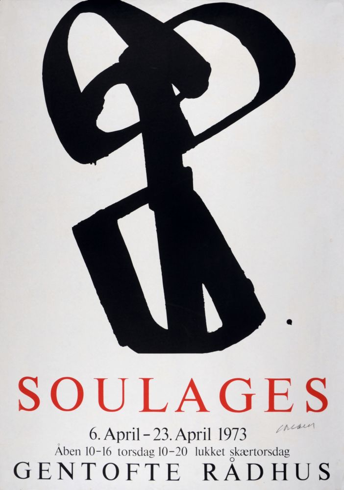Serigrafia Soulages - Soulages au Gentofte Rådhus - Sérigraphie n°1, 1973 - Hand-signed