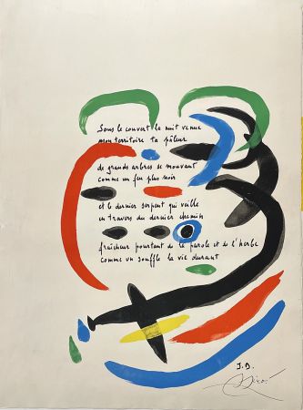 Litografia Miró - Sous le couvert la nuit venue