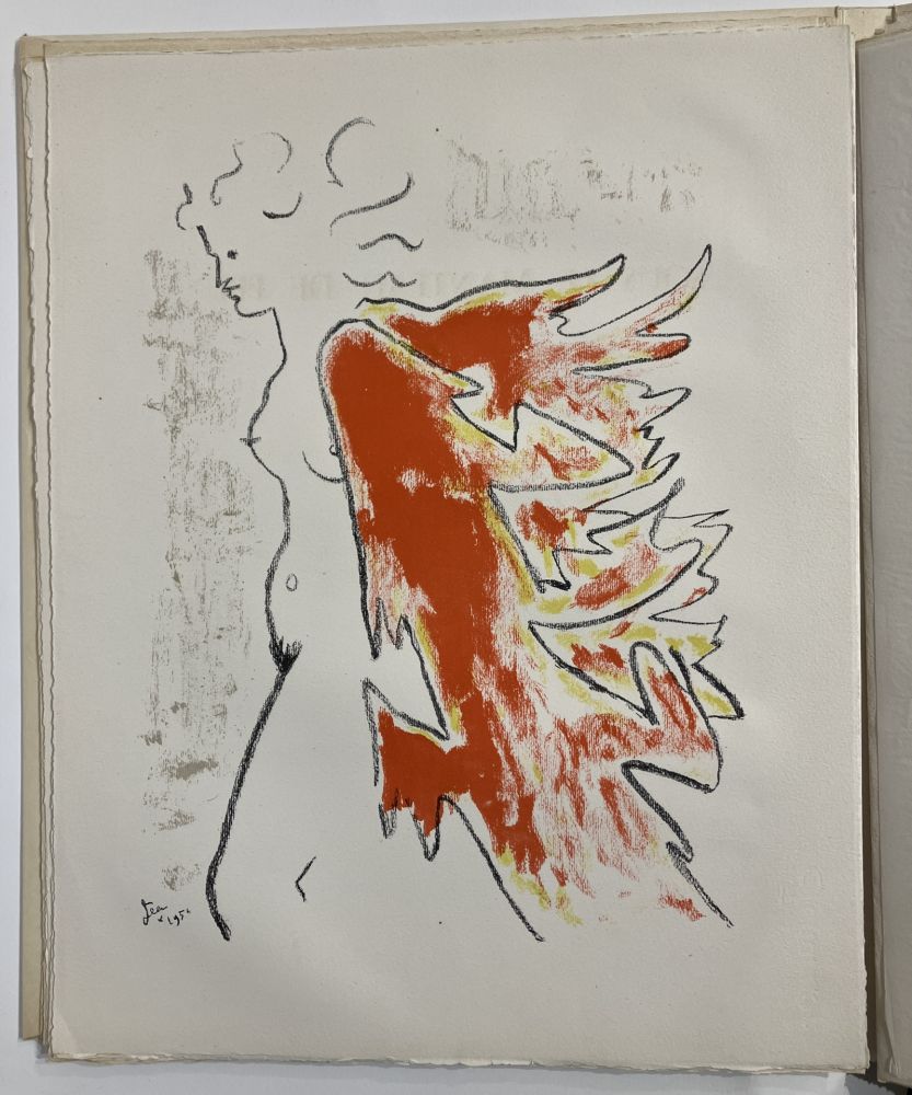 Litografia Cocteau -  Sous le manteau de feu.