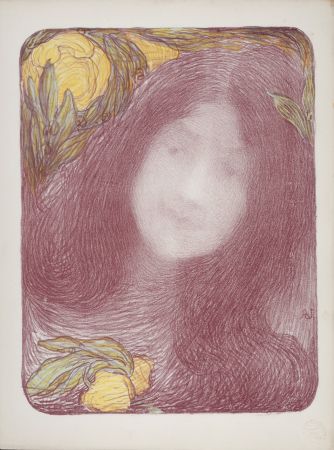Litografia Aman-Jean - Sous les Fleurs, 1897
