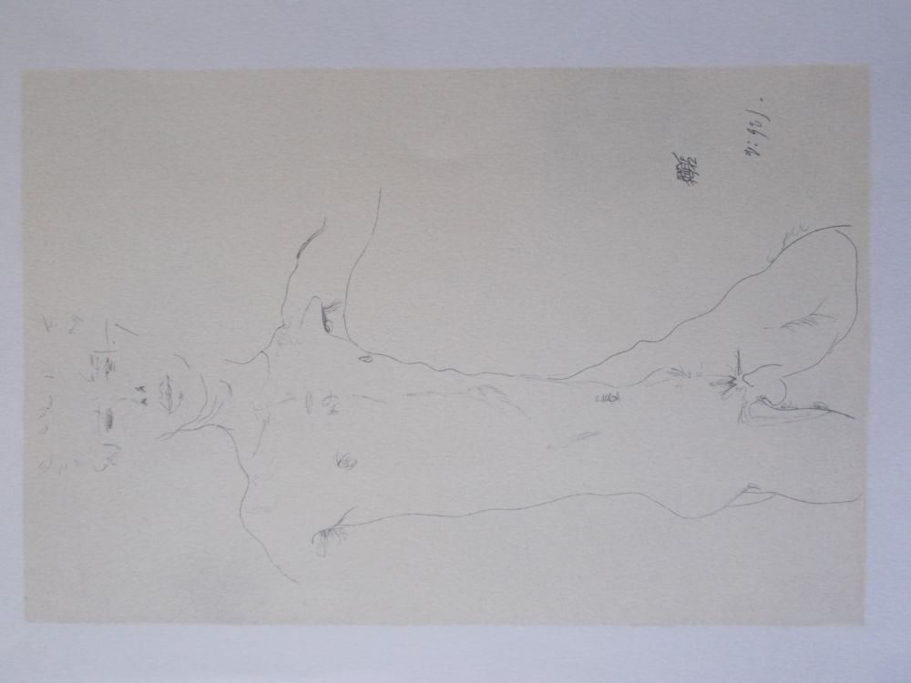 Litografia Schiele - Standing male nude