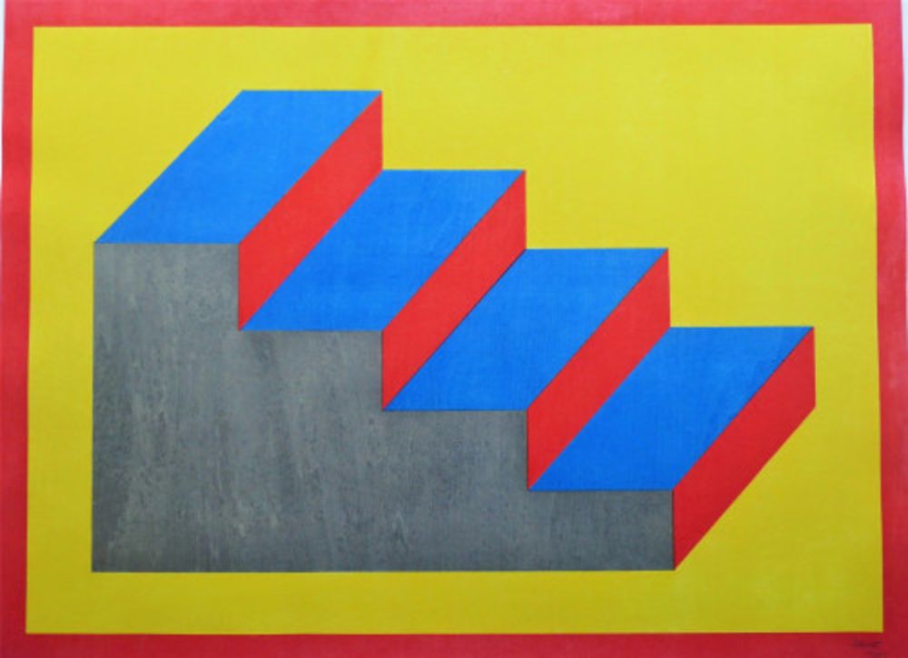 Incisione Su Legno Lewitt - Steps (Form Derived from a Cubic Rectangle)
