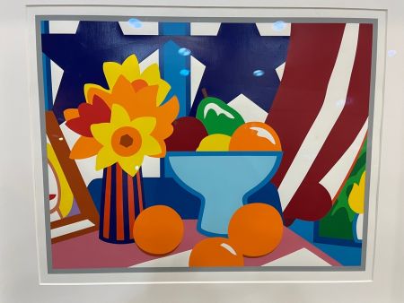 Serigrafia Wesselmann - Still life with blowing curtain (red)