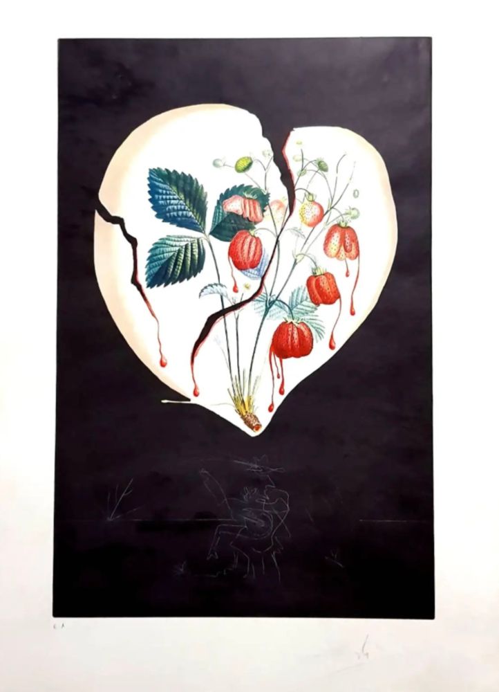 Litografia Dali - Strawberry Heart