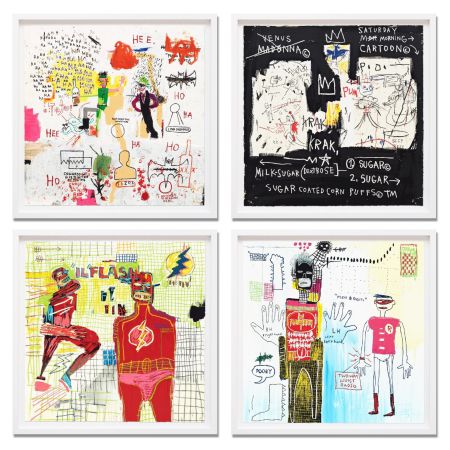Serigrafia Basquiat - Superhero Portfolio (Riddle Me This, A Panel of Experts, Piano Lesson, and Flash In Naples)