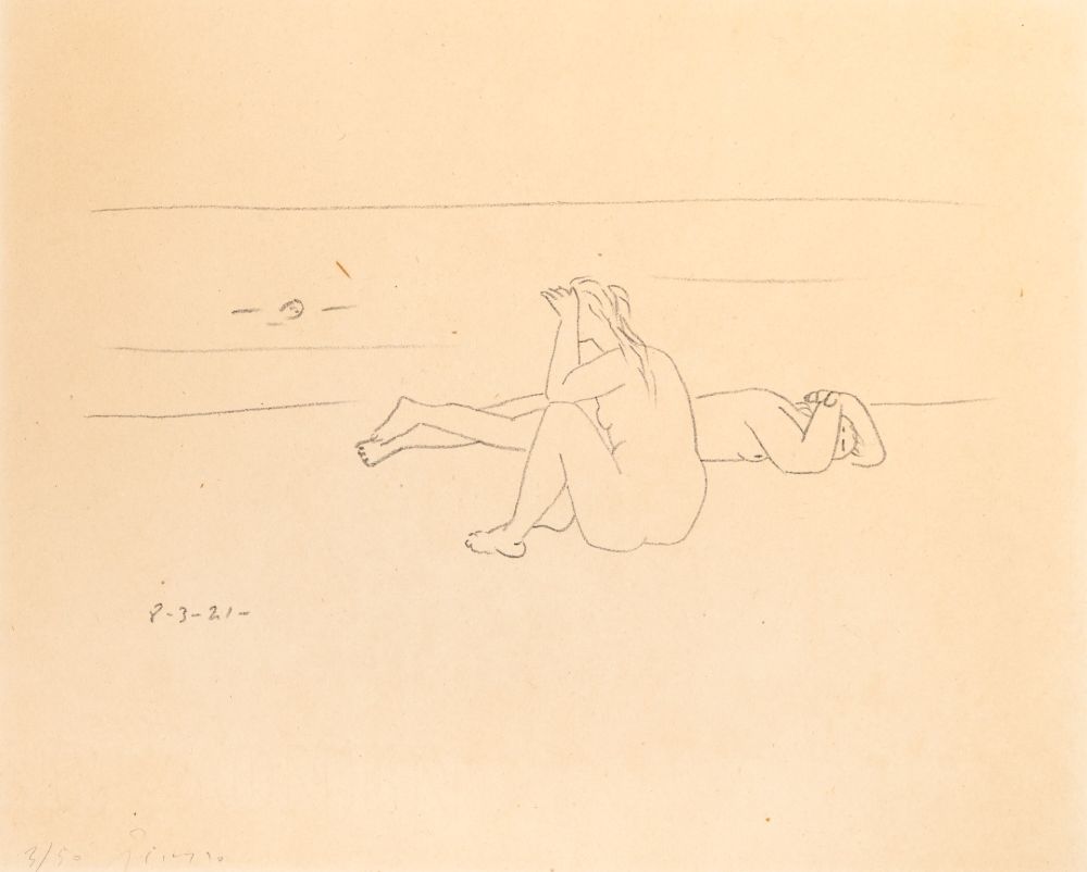 Litografia Picasso - Sur la plage I (Deux nus)