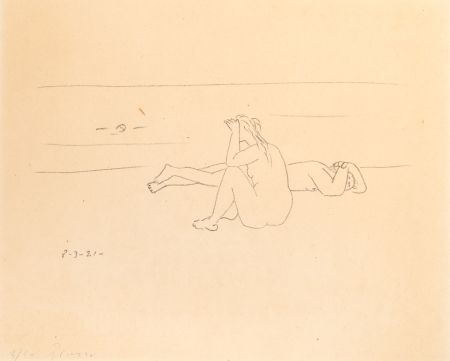Litografia Picasso - Sur la plage I (Deux nus)