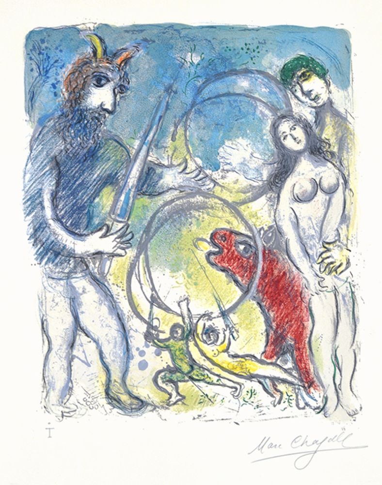 Litografia Chagall - Sur la Terre des Dieux (In the Land of the Gods): Anacreon