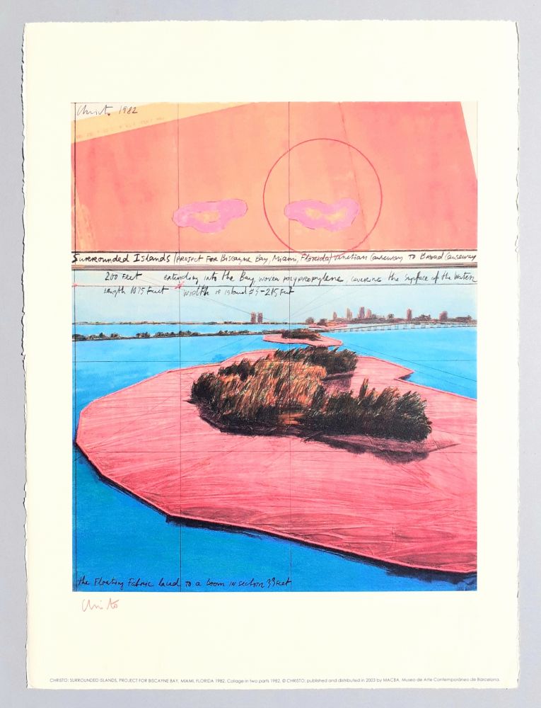 Litografia Christo - Surrounded islands, project for Biscane Bay