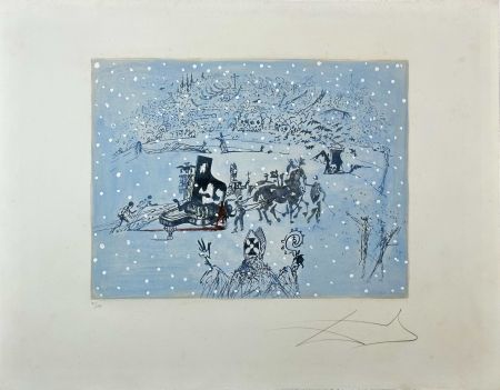 Incisione Dali -  Tauramachie Surrealiste The Piano In The Snow