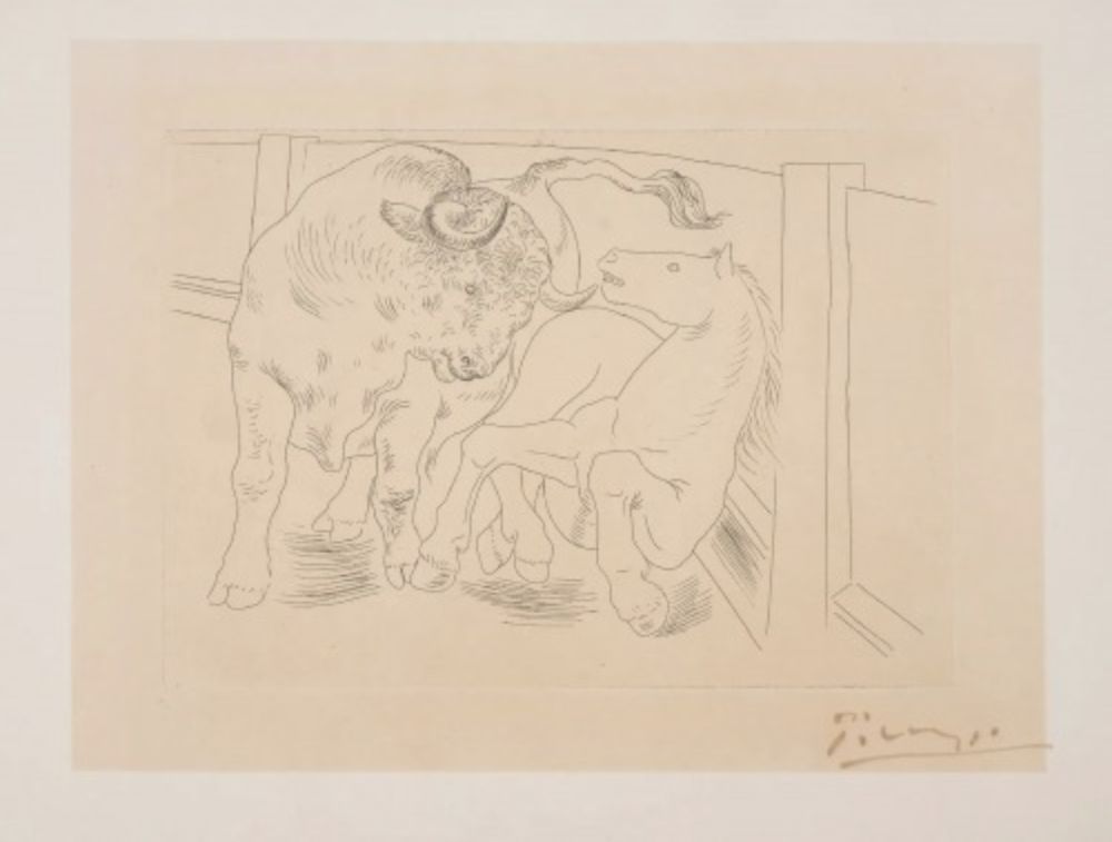 Incisione Picasso - Taureau et Cheval