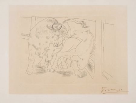 Incisione Picasso - Taureau et Cheval