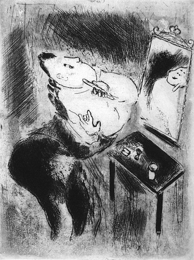 Acquaforte Chagall - Tchitchikov se rase