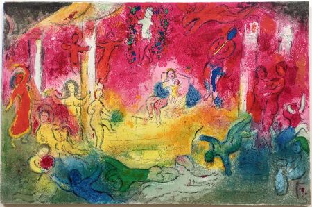 Litografia Chagall - TEMPLE ET HISTOIRE DE BACCHUS (Daphnis & Chloé - 1961)