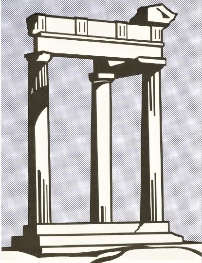 Litografia Lichtenstein - Temple (Leo Castelli mailer)