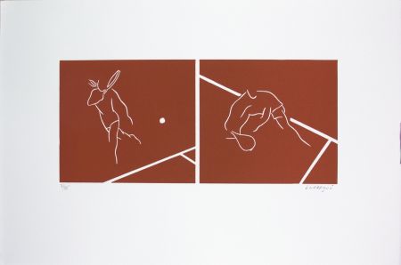 Linoincisione Larregui - Tennis-terre battue