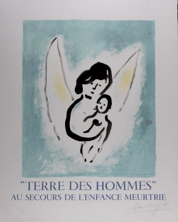 Litografia Chagall (After) - Terre des Hommes, 1971 - Hand-signed
