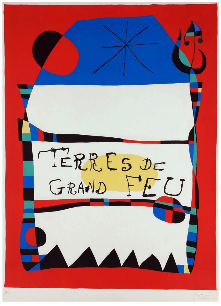 Litografia Miró - TERRES DE GRAND FEU. MIRO ARTIGAS. Exposition 1956. Signée par l'artiste.