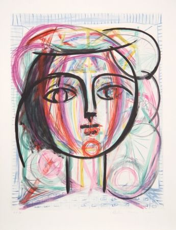 Litografia Picasso - Tete de Femme