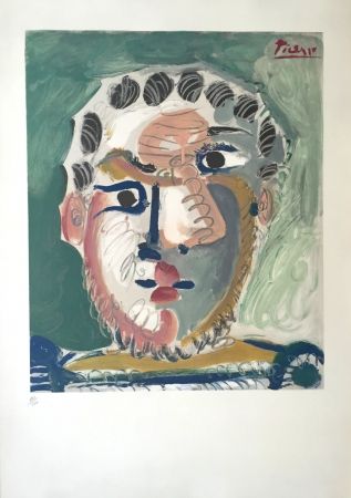 Litografia Picasso - Tete D'homme Bardu
