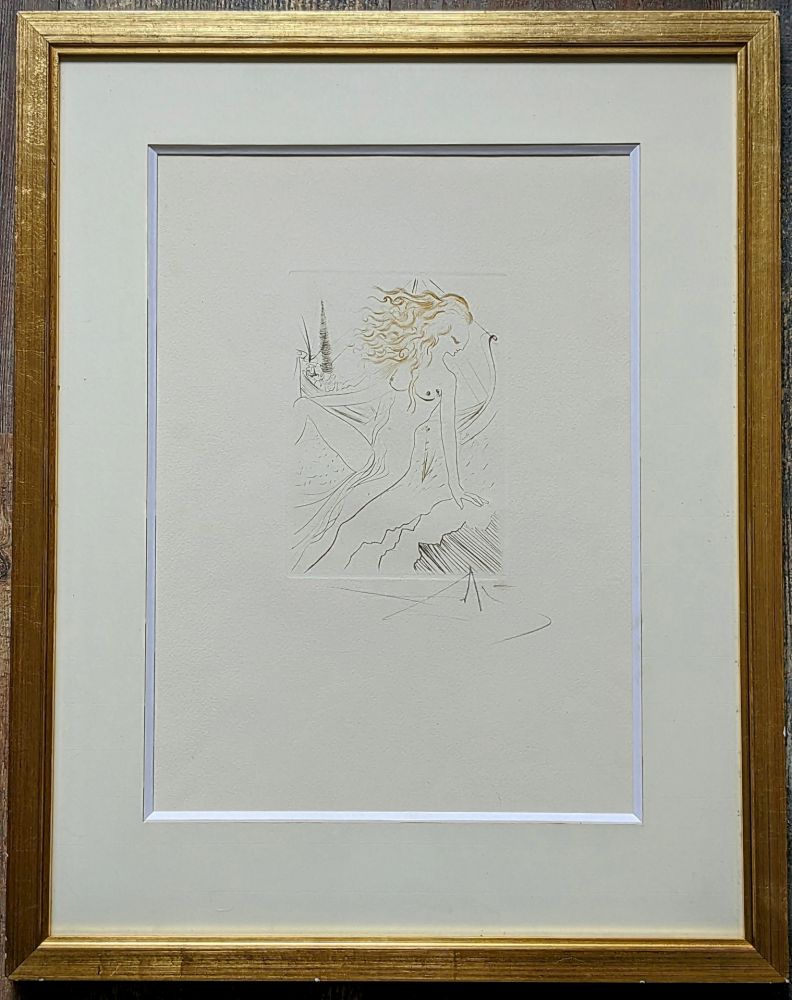 Incisione Dali - The Betrothed of the King of Algarve, Original Hand-signed  Etching in colours, 1972