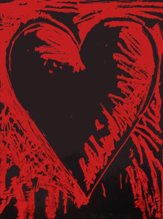 Incisione Su Legno Dine - The Black and Red Heart