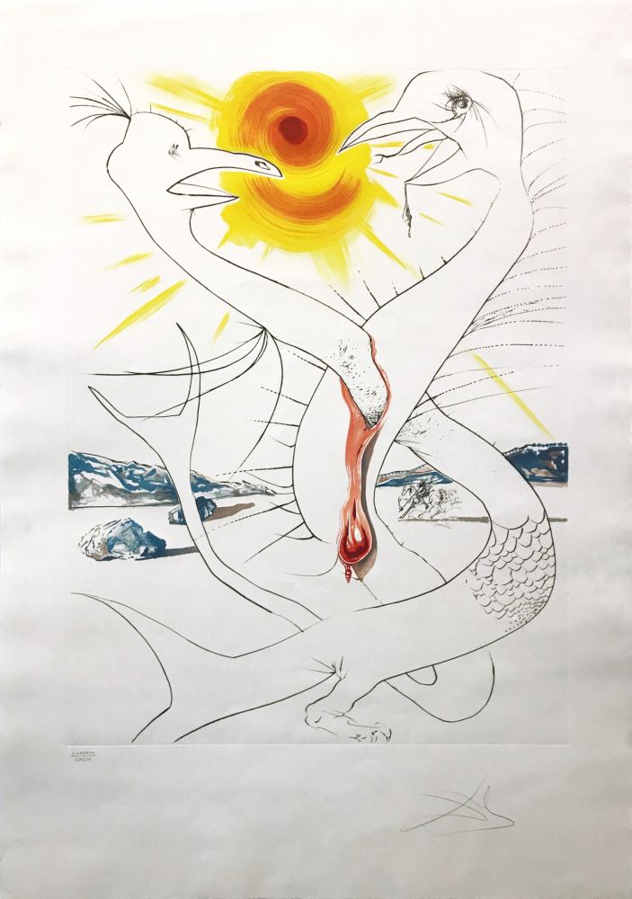 Acquaforte Dali - THE CADUSEUS OF MARS NOURISHED BY THE BALL OF FIRE OF JUPITER