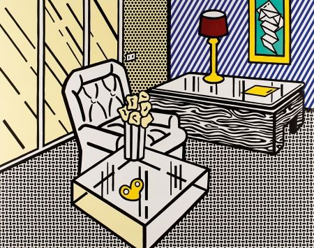 Incisione Su Legno Lichtenstein - The Den, from Interior Series